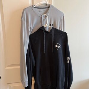 Under Armour Men's Light Gray Henley and Black Hoodie Set